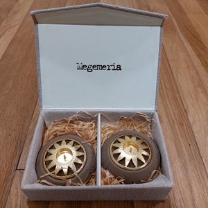 MEGEMERIA Handmade Ceramic & Brass Candle Holders ISRAELIANA JUDAICA NIB